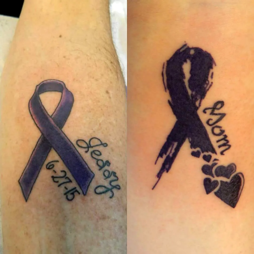 Purple Ribbon Forearm Tattoos