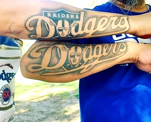 Raiders Dodgers Arm Tattoo Design