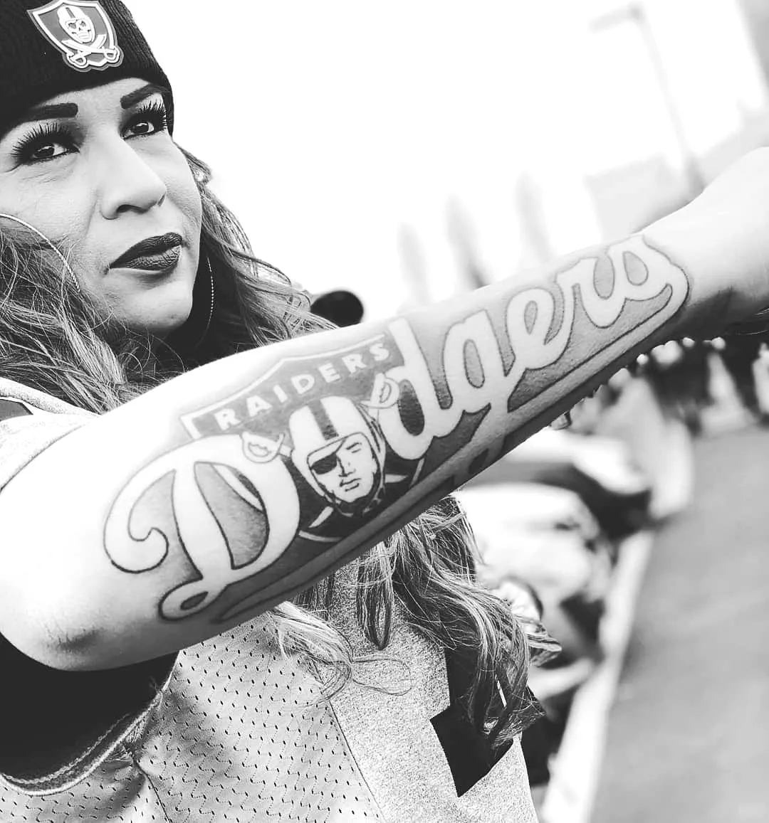 Raiders Dodgers Forearm Tattoo