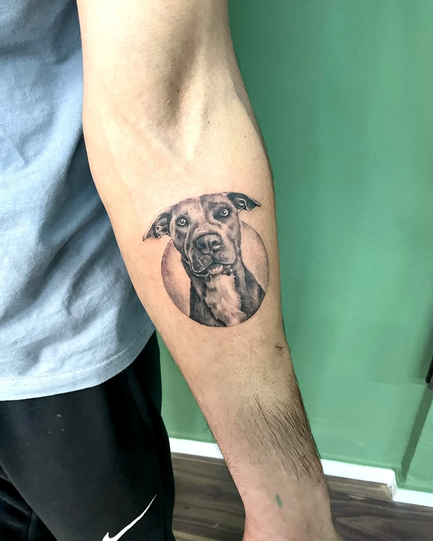Realistic Dog Forearm Tattoo