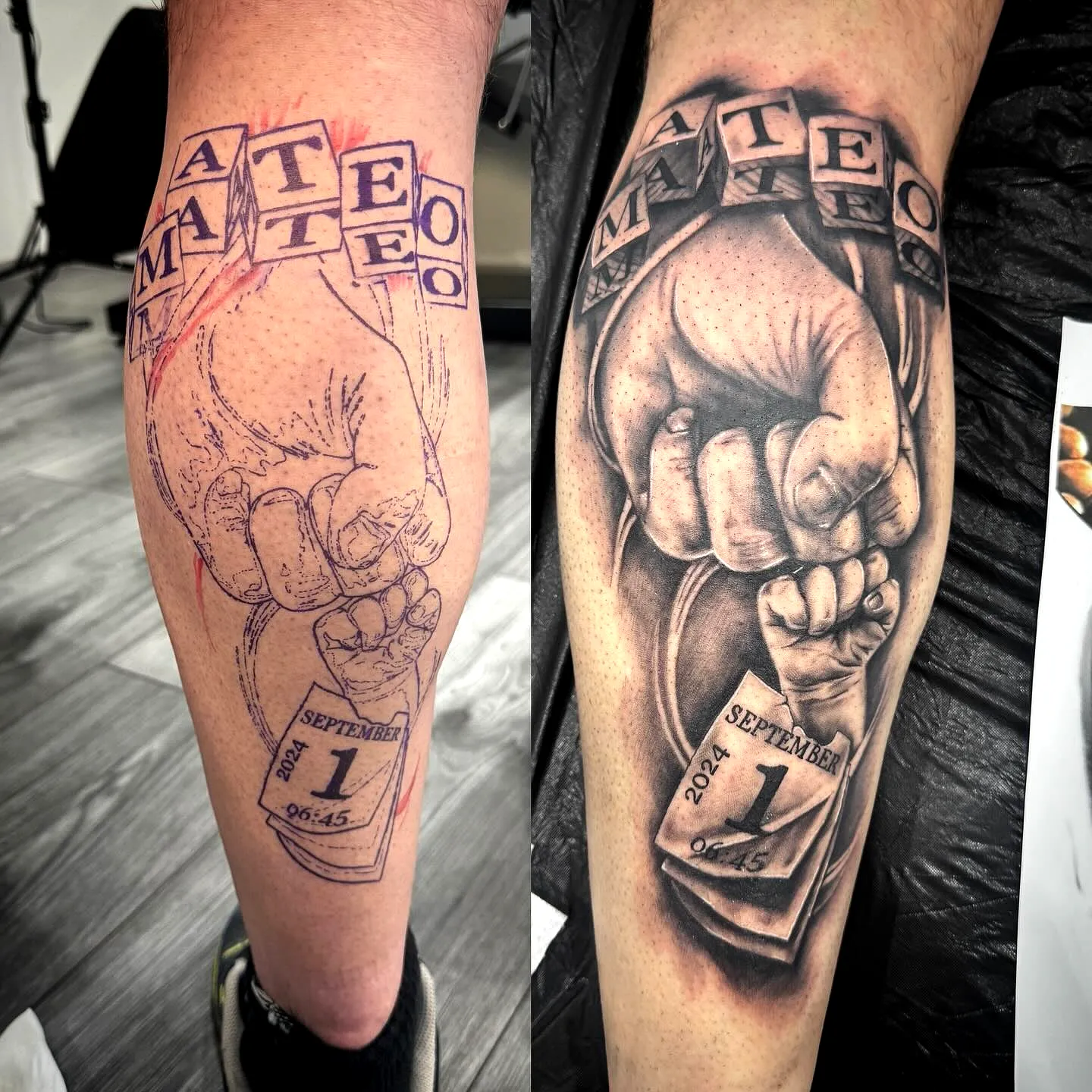 Realistic Fist Paper Tattoo on Arm