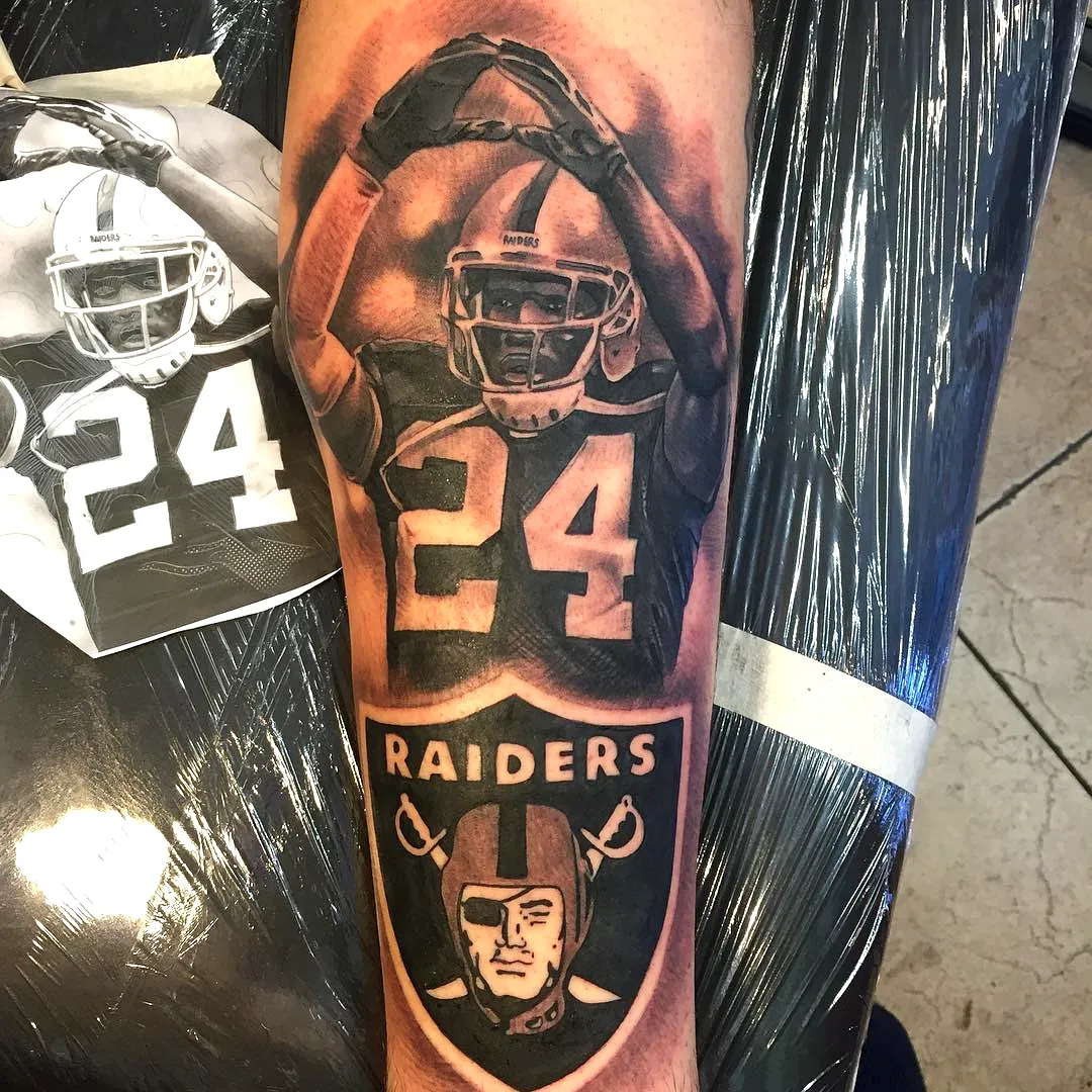 Realistic Football Player Arm Tattoo
