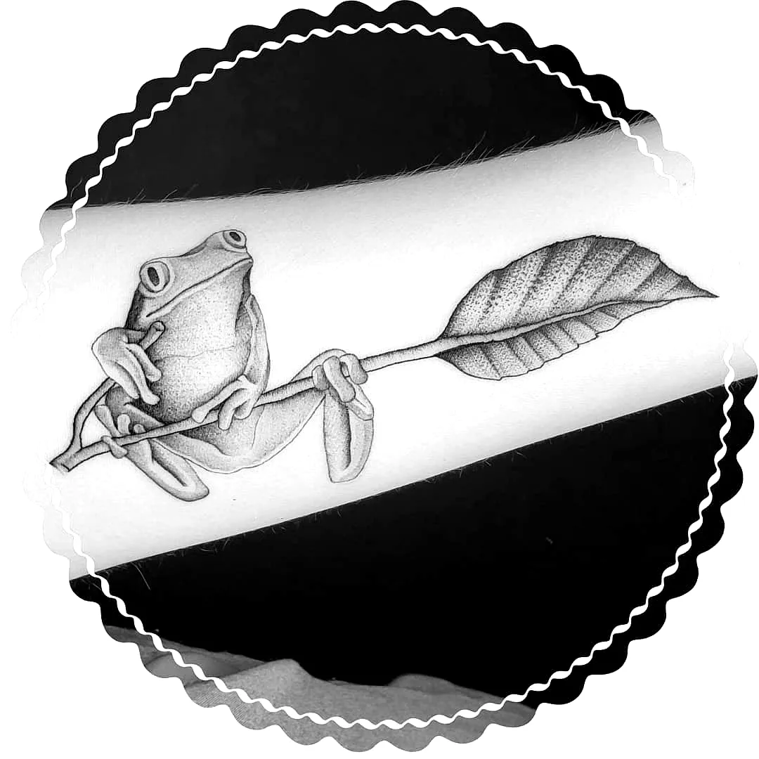 Realistic Frog Forearm Tattoo in Black and Gray