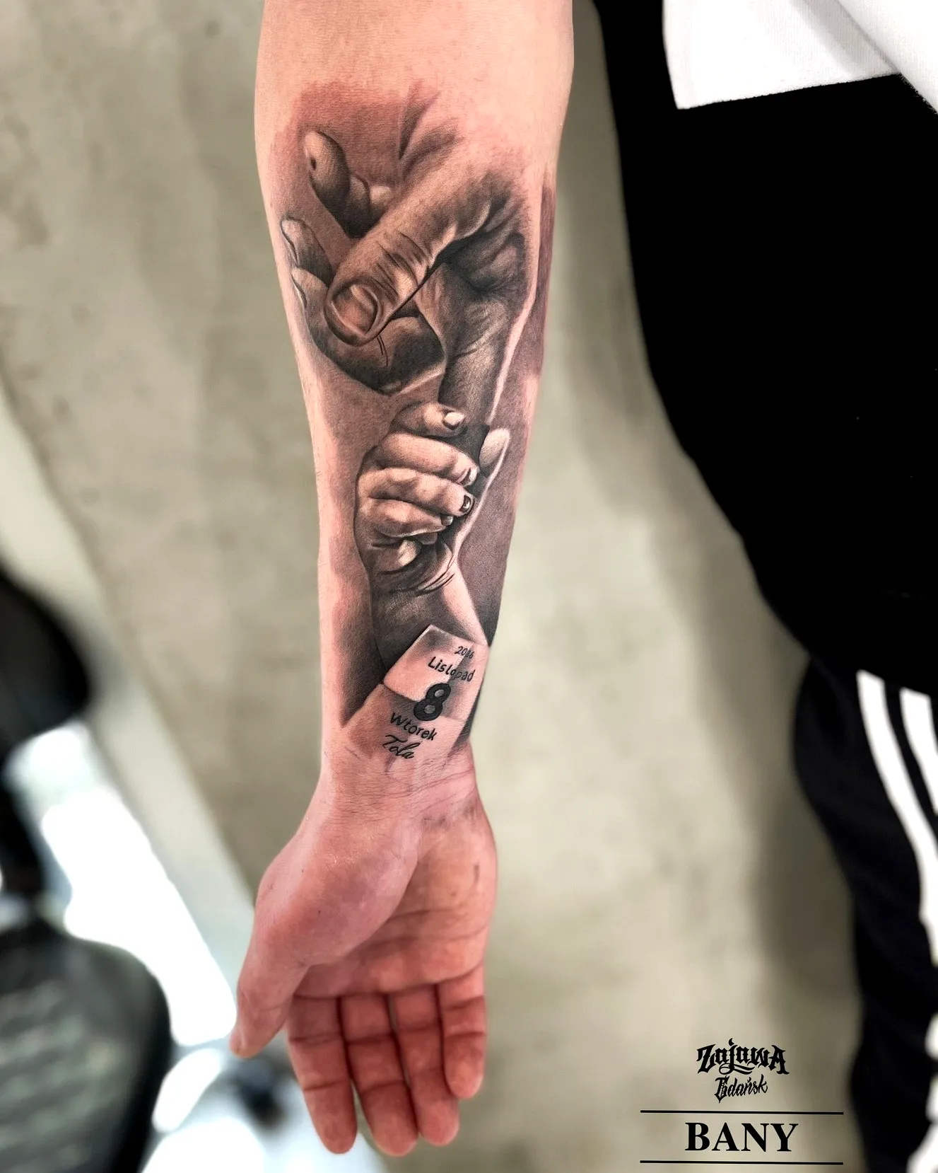 Realistic Hands Forearm Tattoo