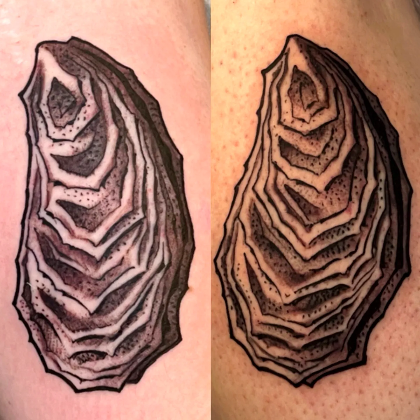 Realistic Oyster Shell Arm Tattoo