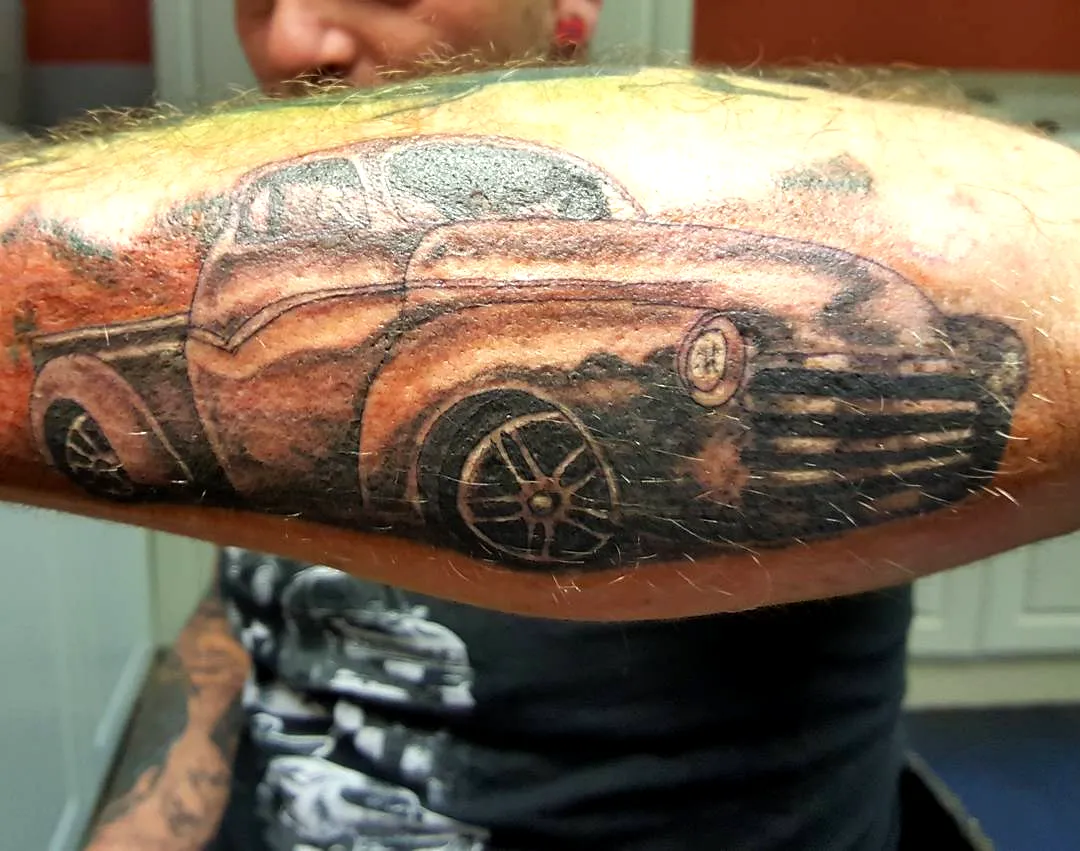 Realistic Truck Forearm Tattoo Design