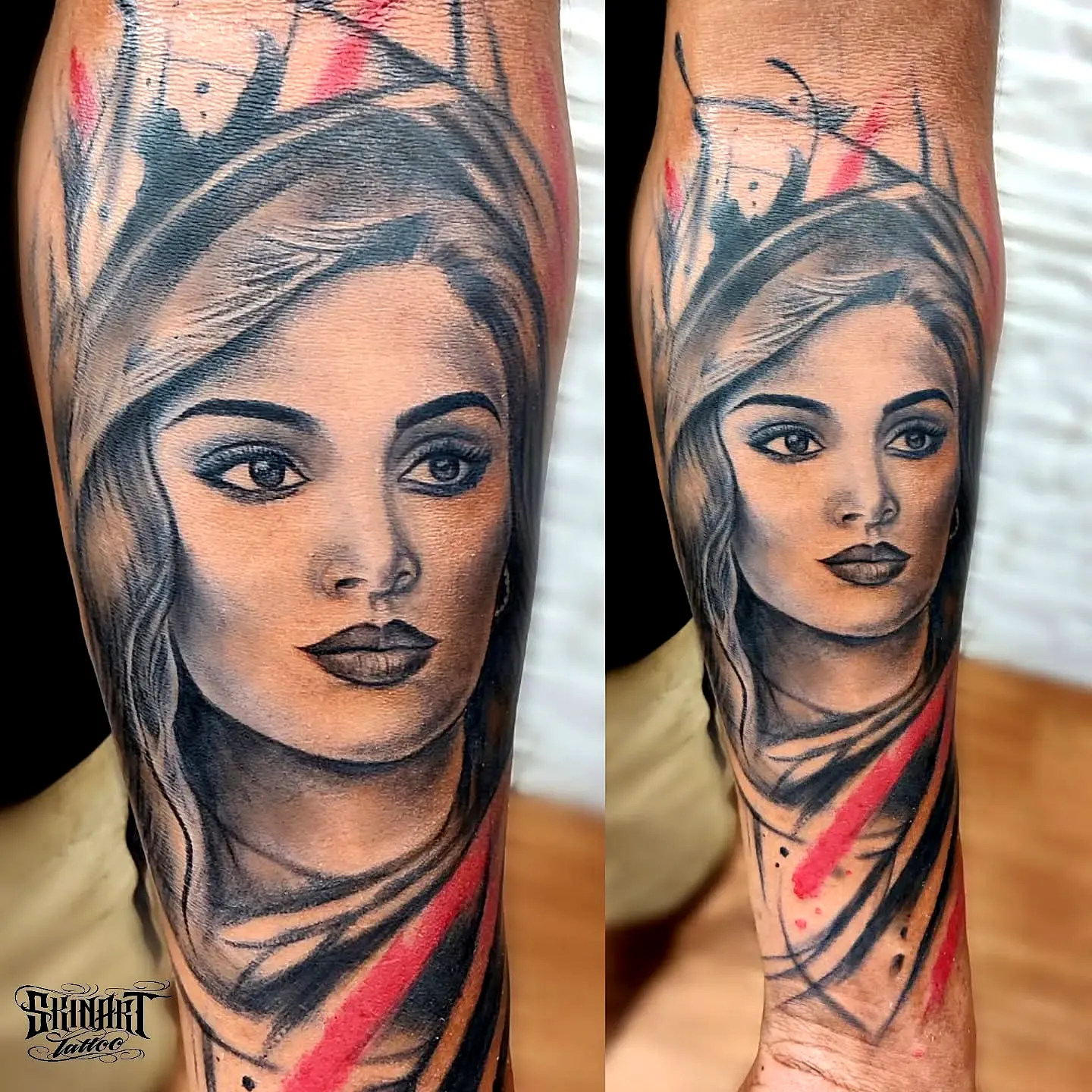 Realistic Woman Forearm Tattoo with Shading