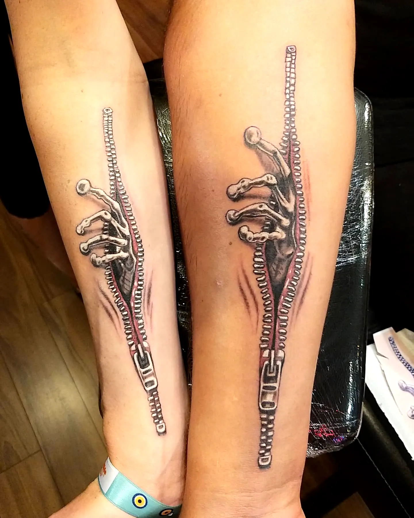 Realistic Zipper Forearm Tattoo