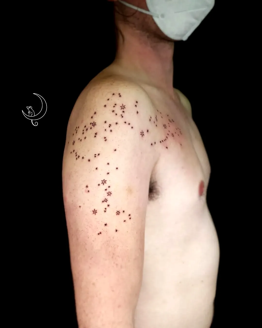 Red Star Constellation Upper Arm Tattoo