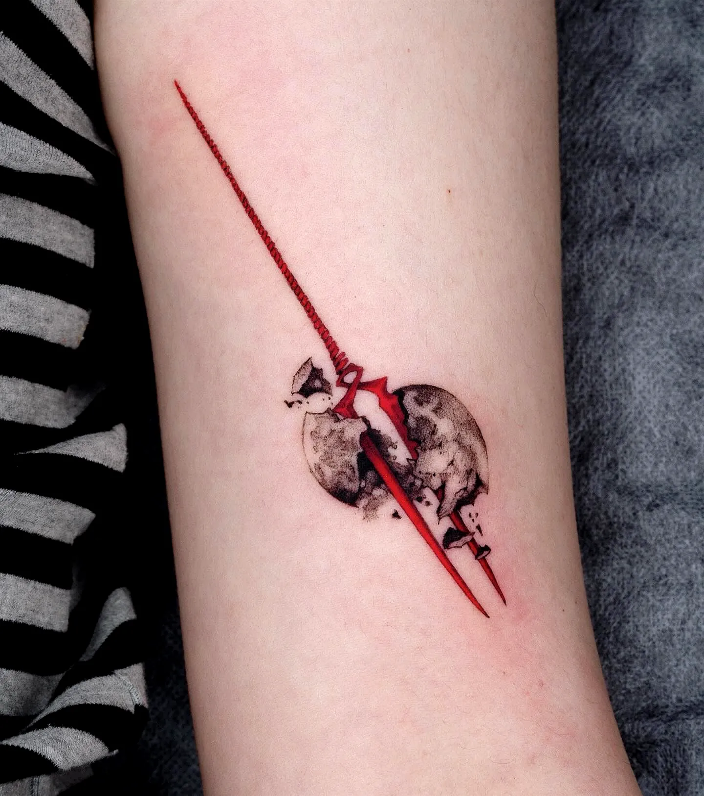 Red Sword Forearm Tattoo