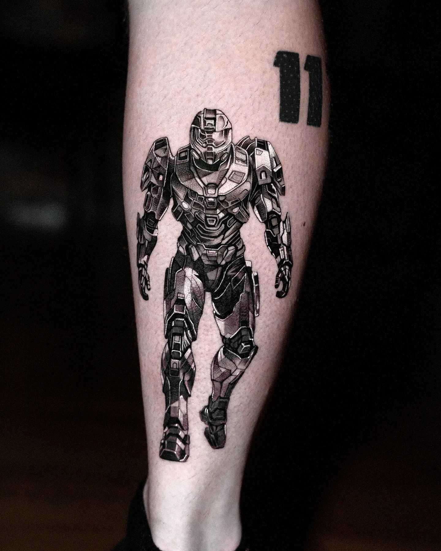Robotic Figure Calf Tattoo