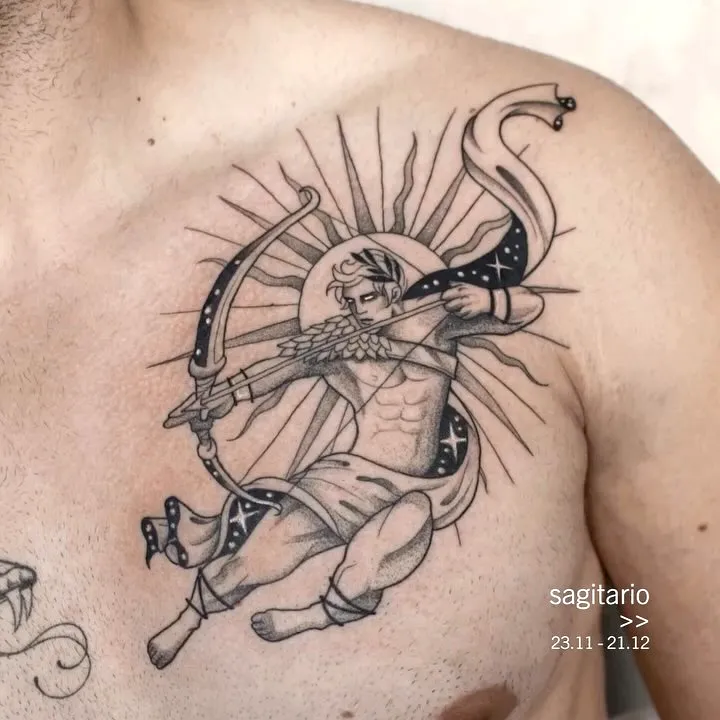 Sagittarius Archer Chest Tattoo Design