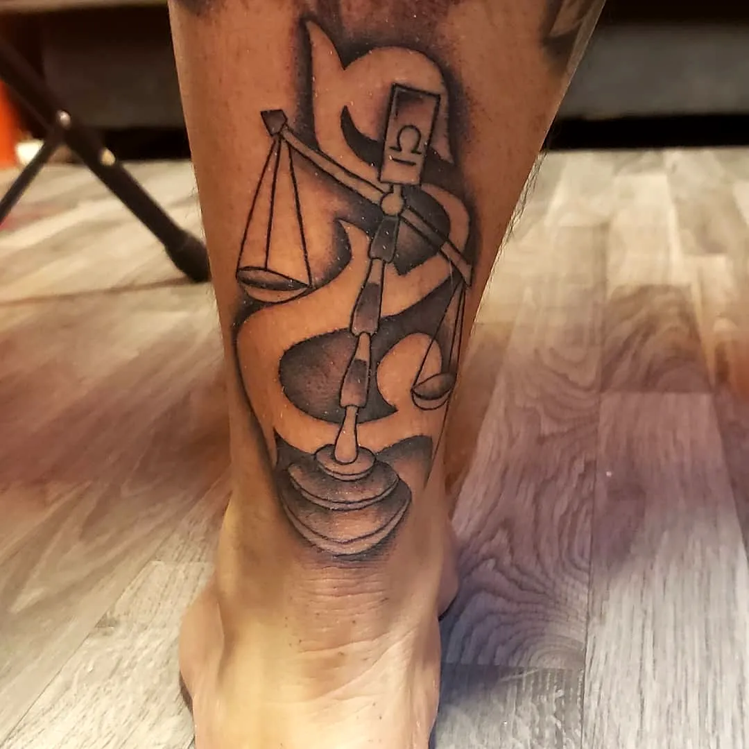 Scale Calf Tattoo in Black and Grey