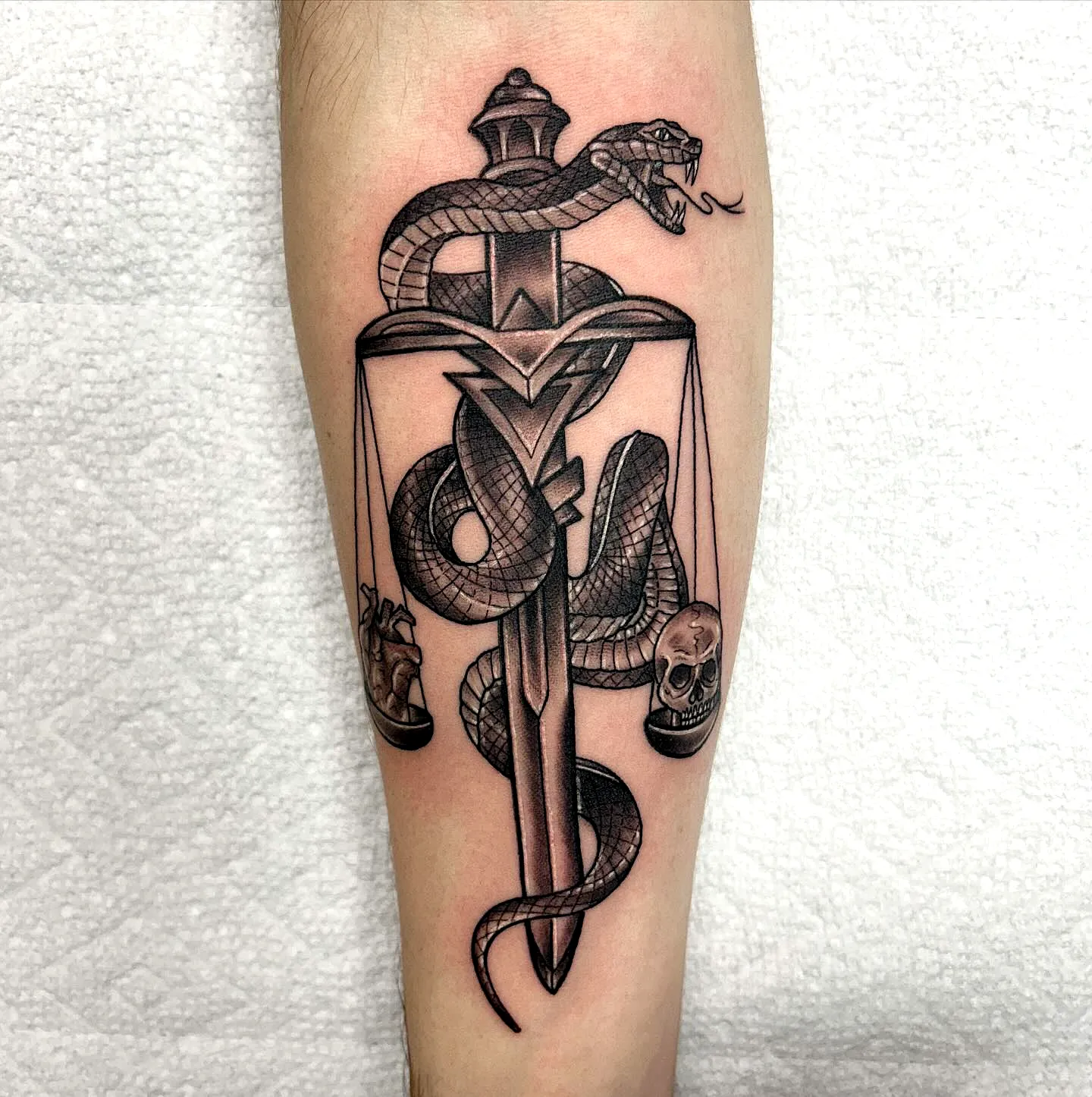 Serpent Sword Scale Tattoo Design