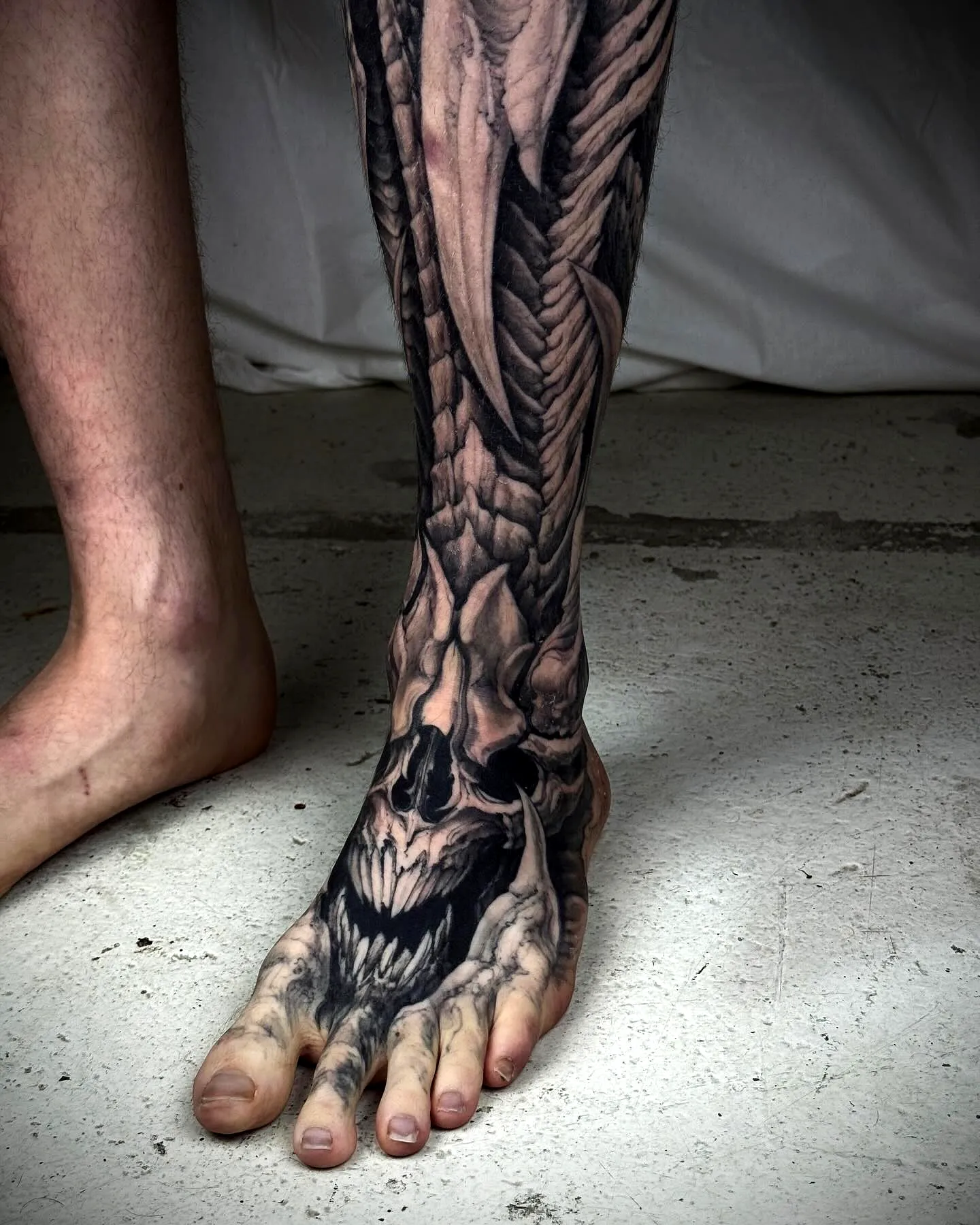 Skull Foot and Lower Leg Tattoo