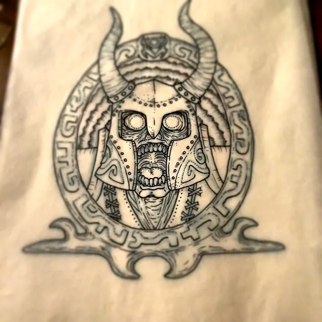 Skull Helmet Arm Tattoo