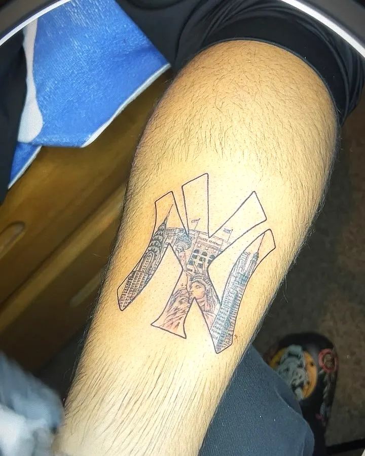 Skyscraper NY Logo Black Leg Tattoo