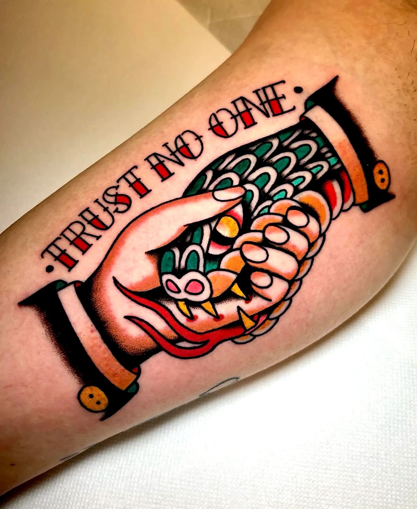 Snake Hand Tattoo Bold Trust Design