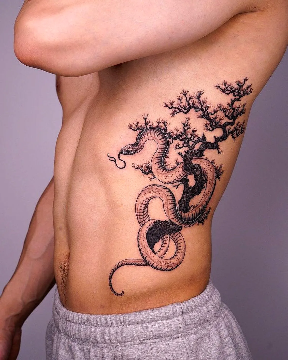 Snake Tree Side Tattoo