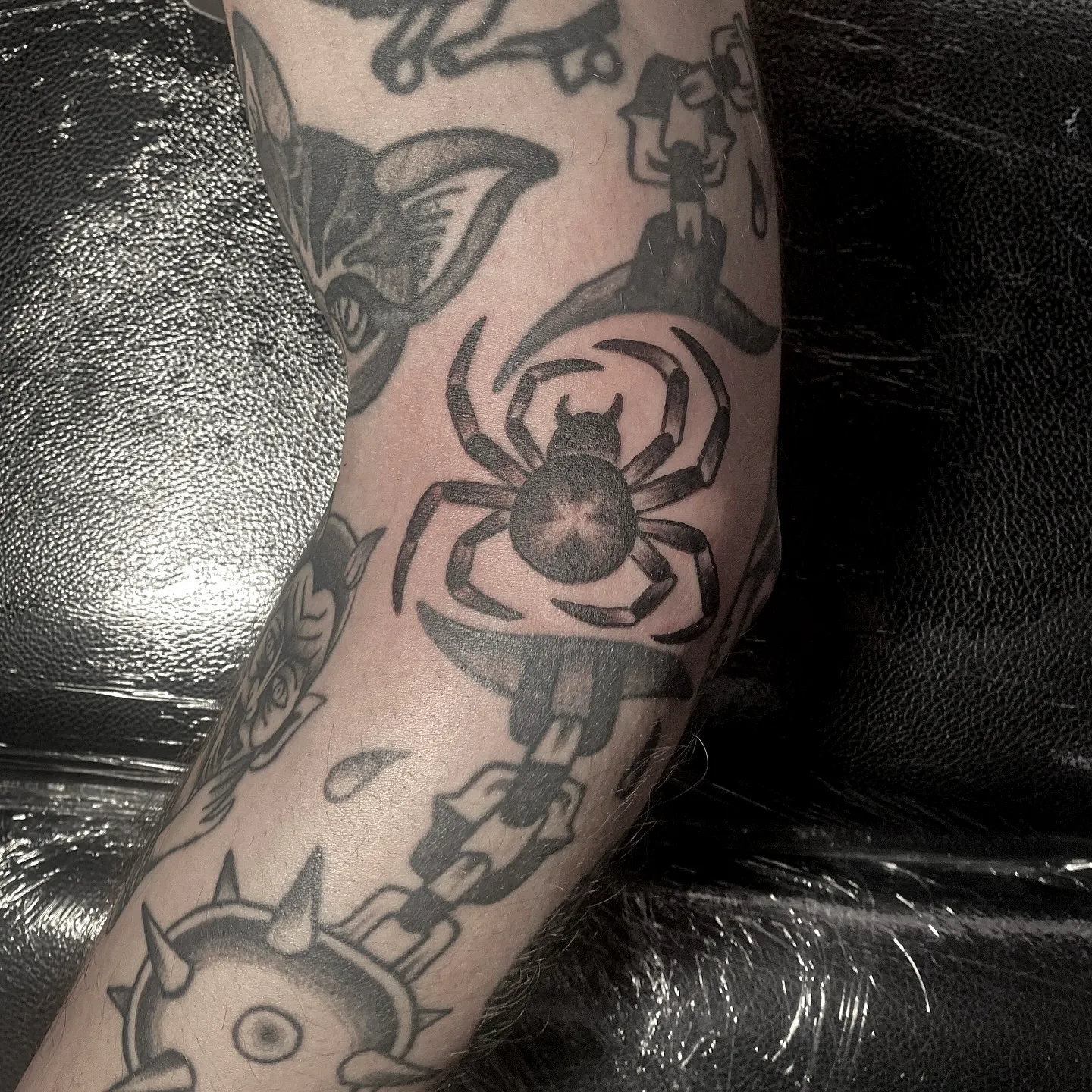 Spider Anchor Forearm Tattoo Design