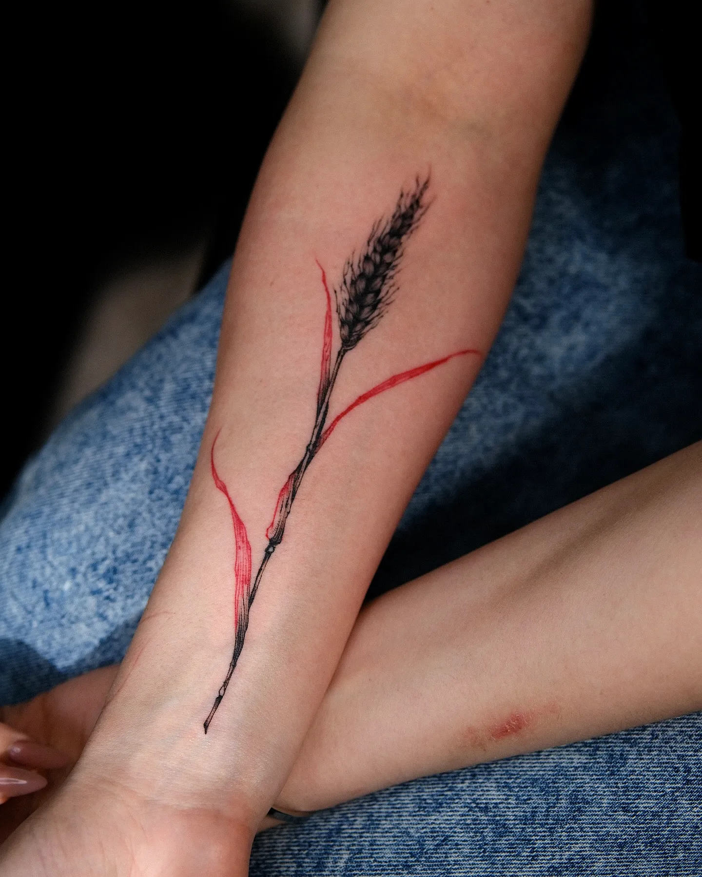 Stylized Plant Inner Forearm Tattoo