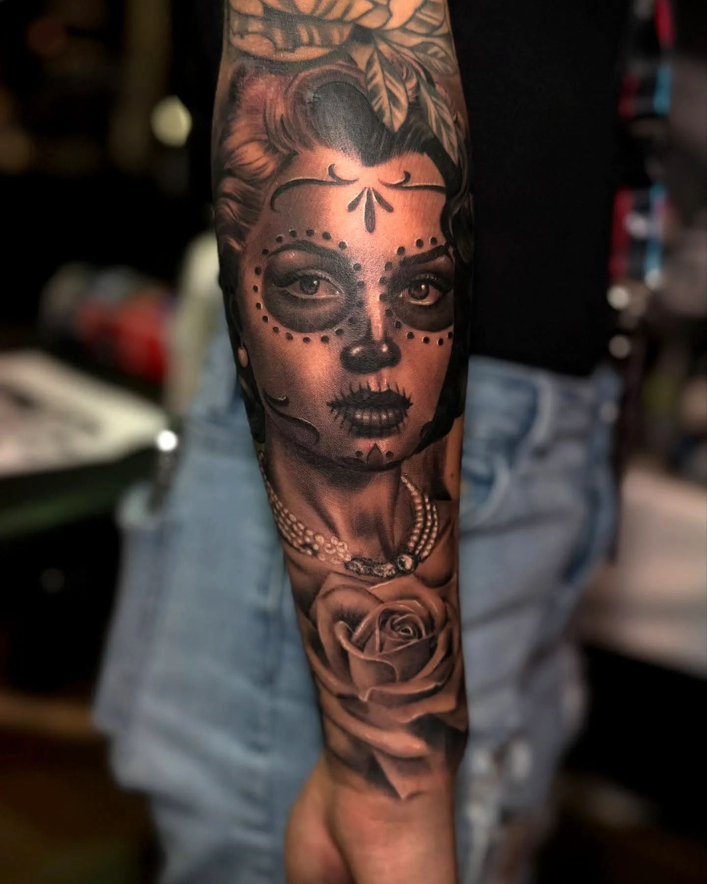 Stylized Skull Forearm Tattoo