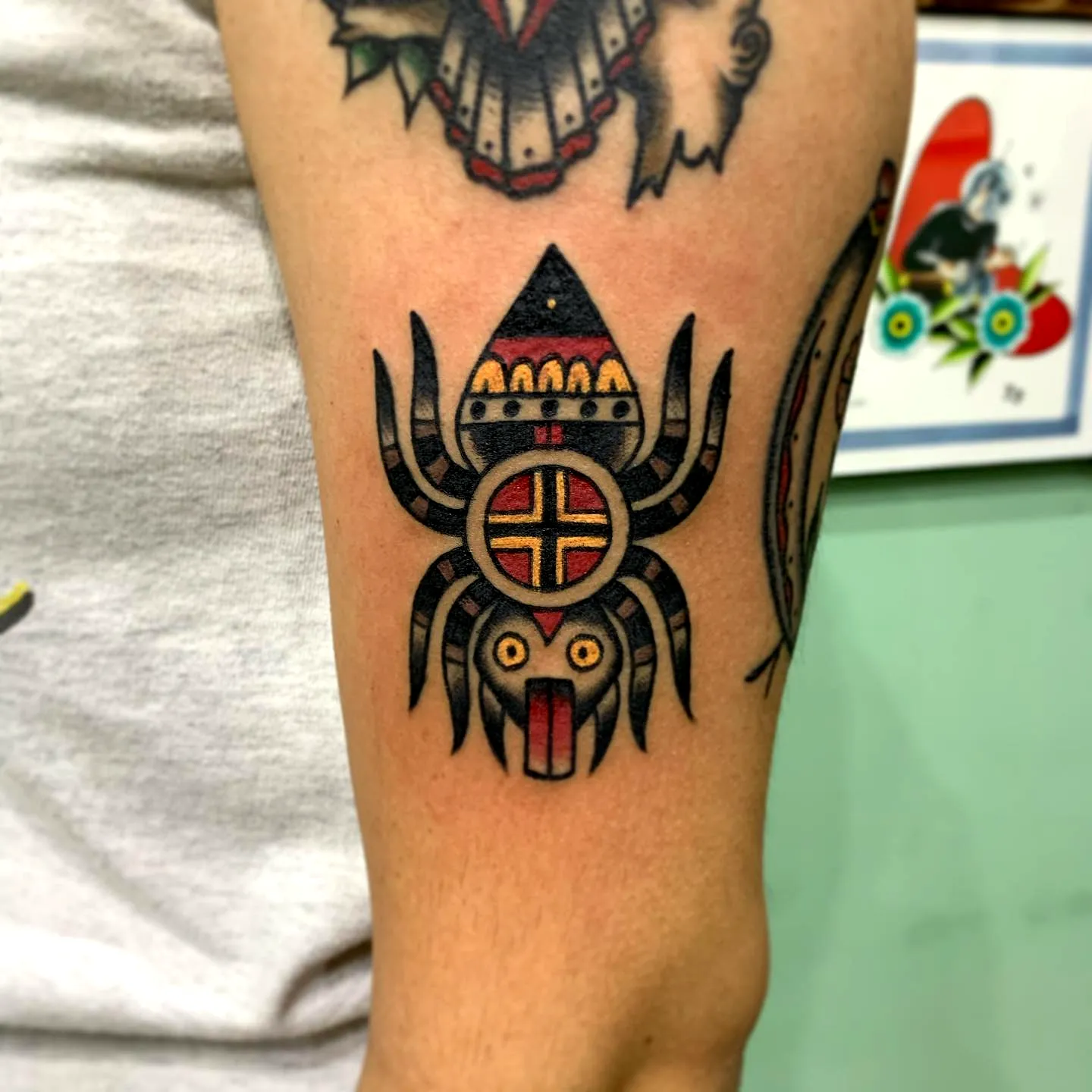 Stylized Spider Forearm Tattoo