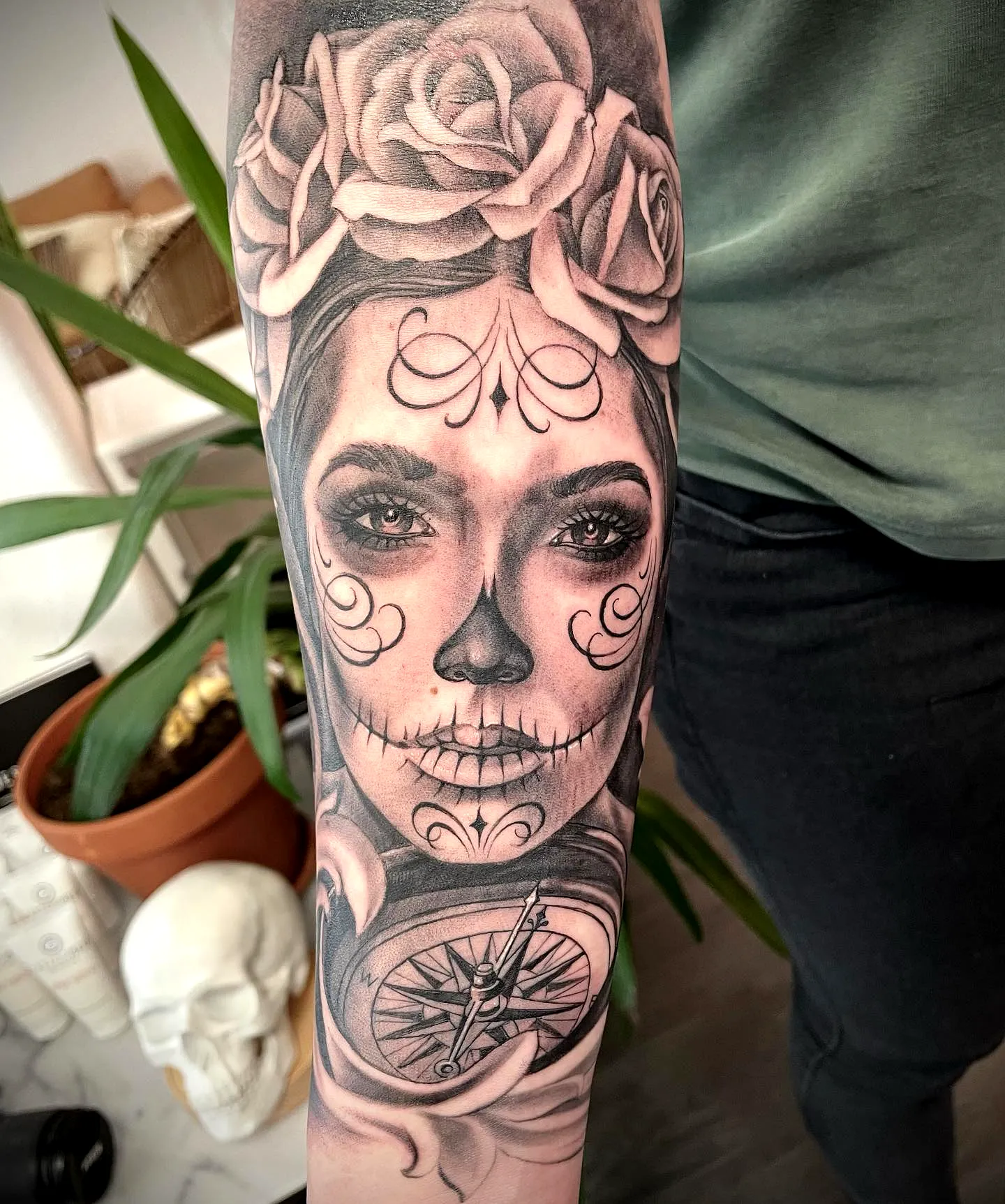 Sugar Skull Forearm Tattoo Design