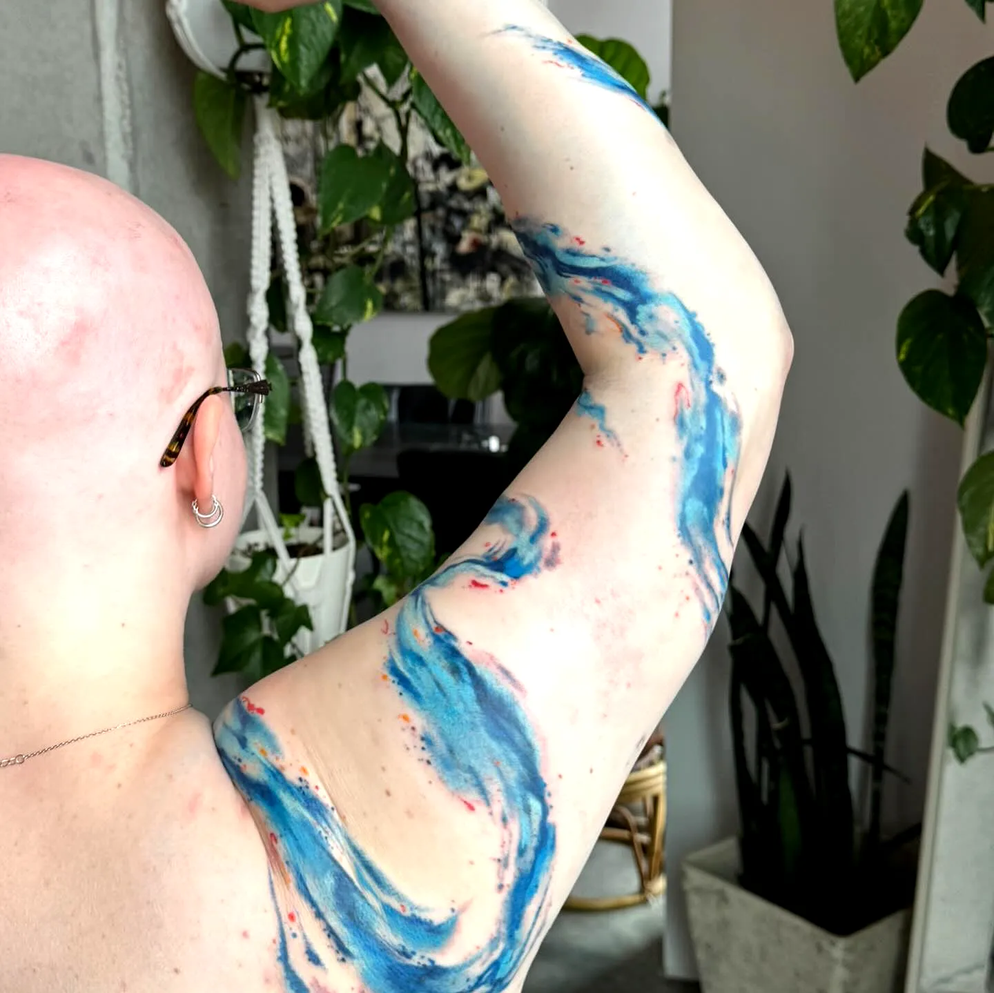 Swirling Blue River Arm Tattoo
