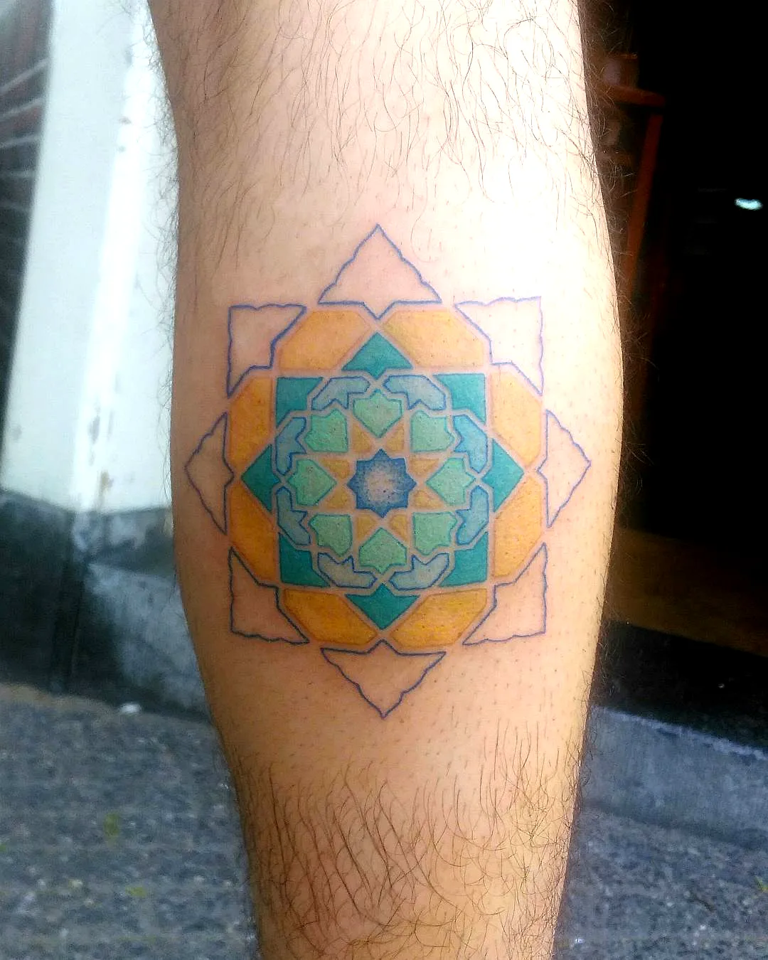 Symmetrical Geometric Calf Tattoo