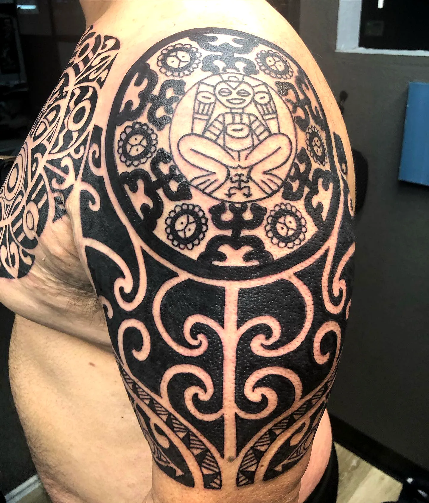 Taino Tribal Upper Arm Tattoo
