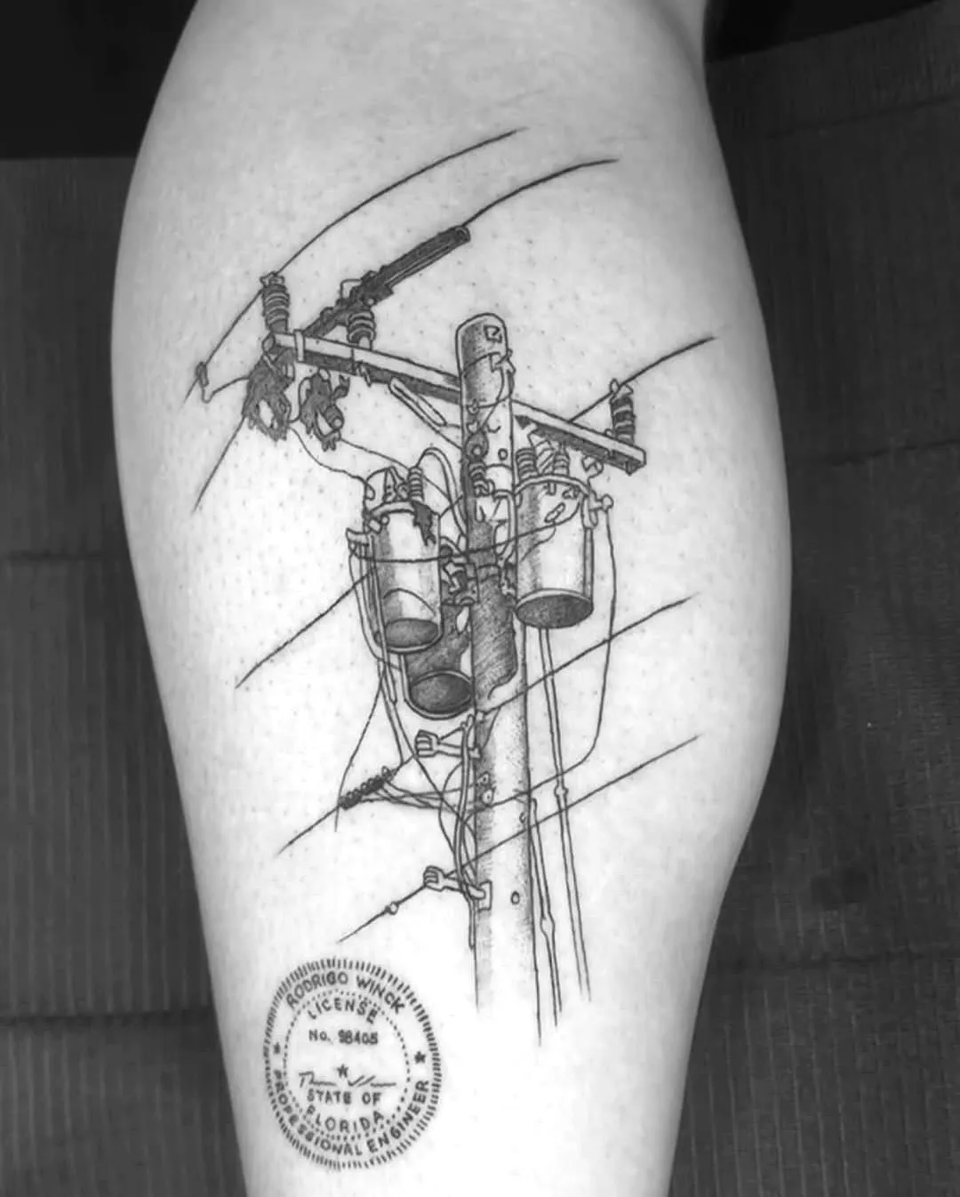 Telephone Pole Forearm Tattoo