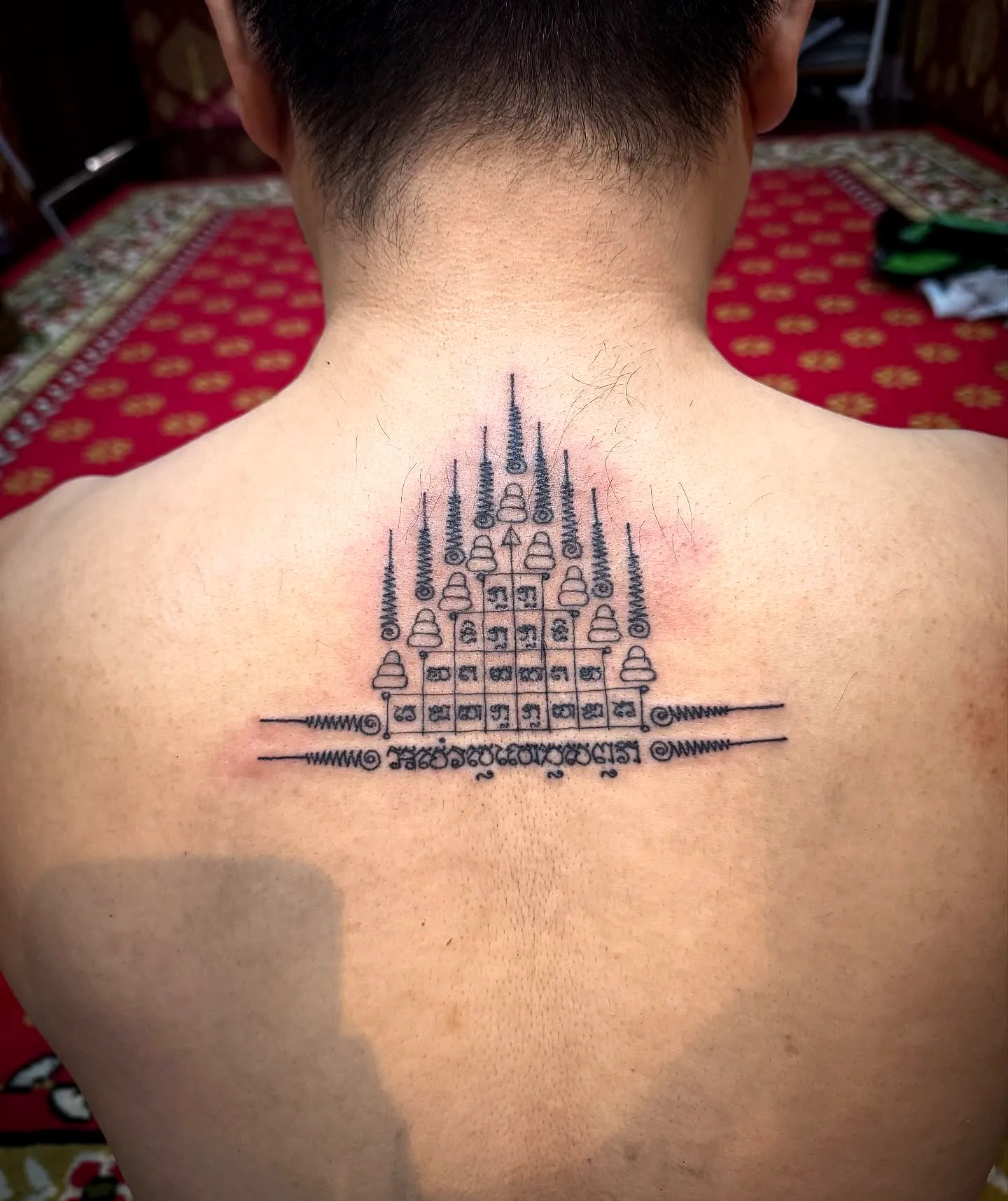Temple Mandala Upper Back Tattoo