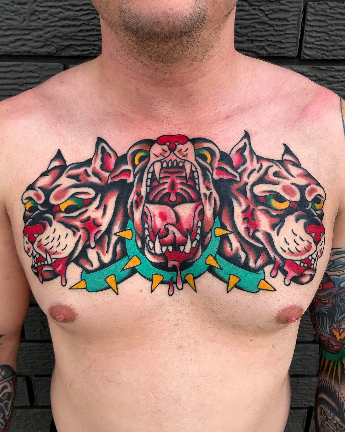 Tiger Head Upper Chest Tattoo