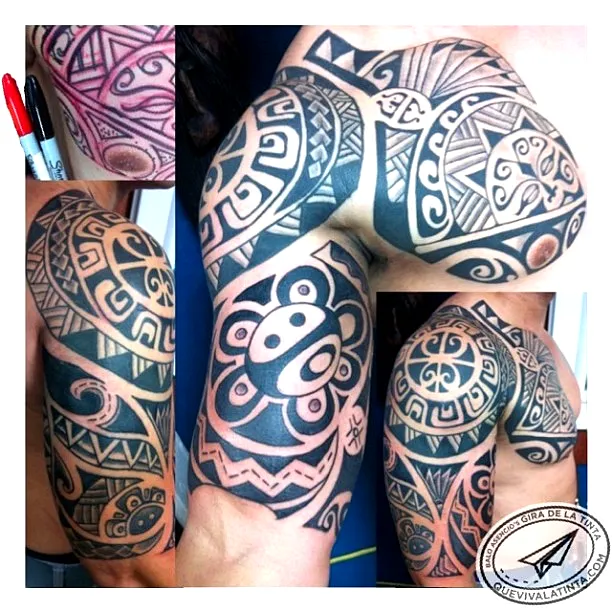 Tribal Upper Arm and Shoulder Tattoo