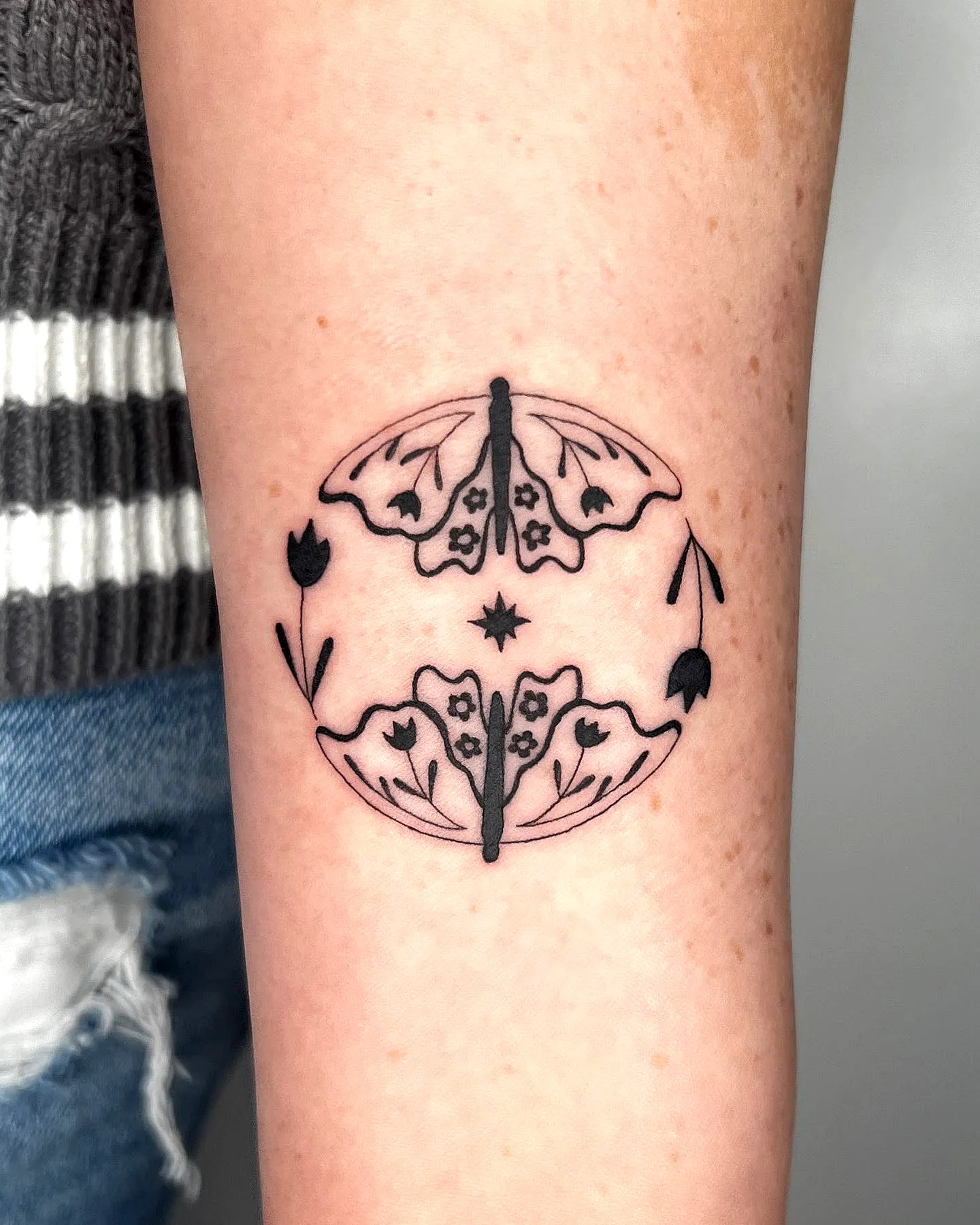 Twin Butterfly Forearm Tattoo Design