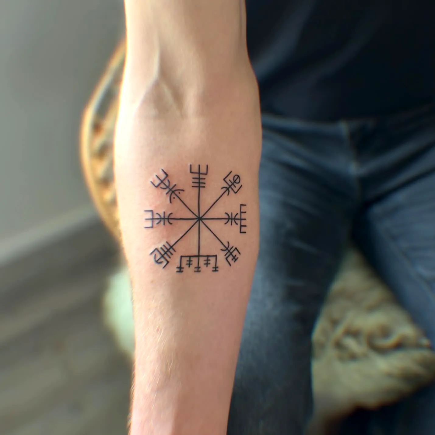 Valknut Forearm Tattoo in Black