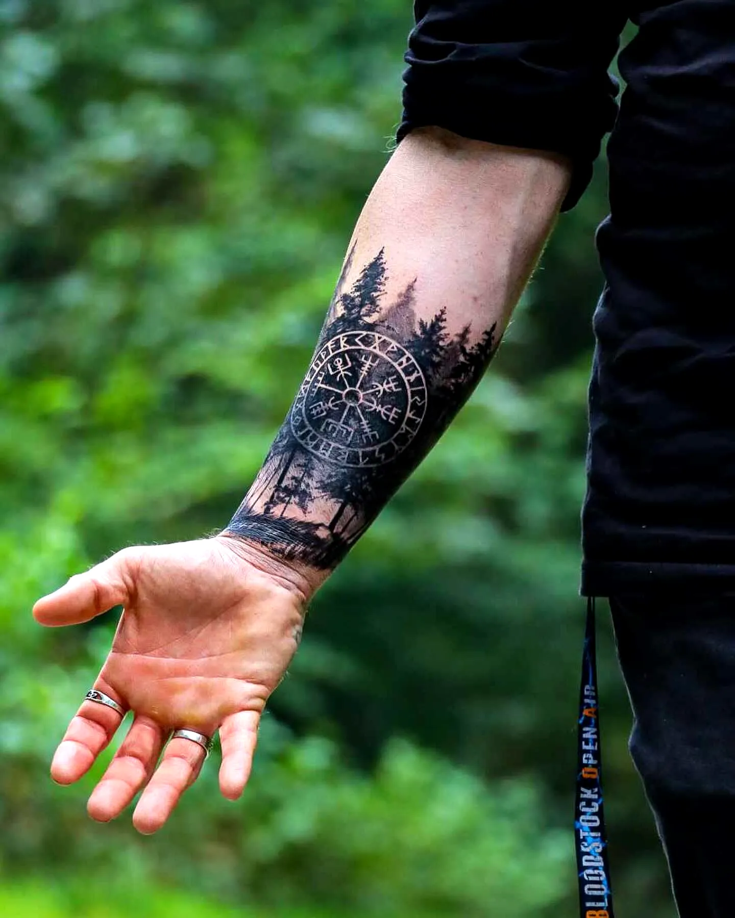 Vegvisir Forearm Tattoo in Black