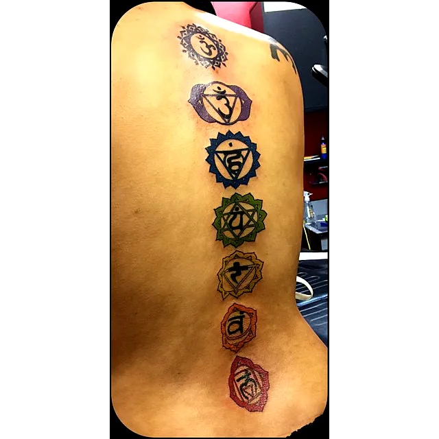 Vibrant Chakra Back Tattoo