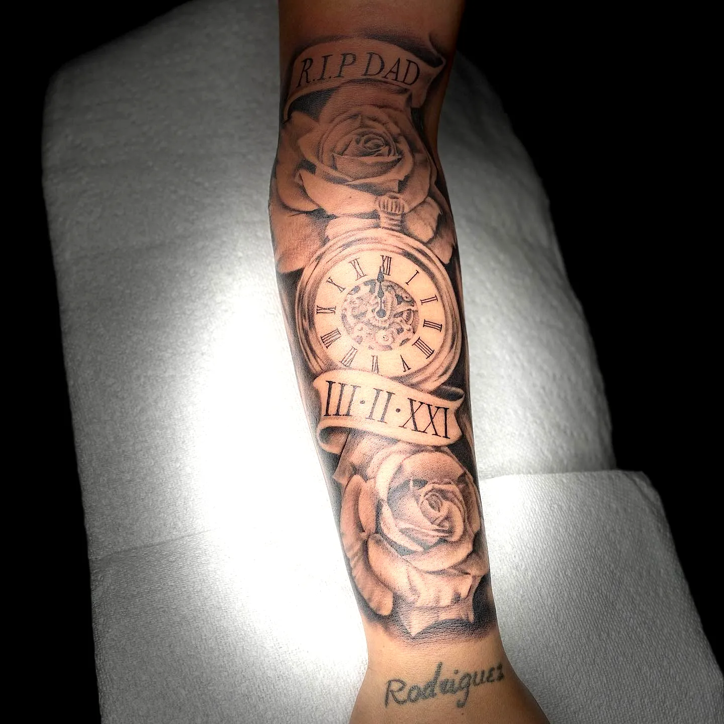 Vintage Clock Forearm Tattoo