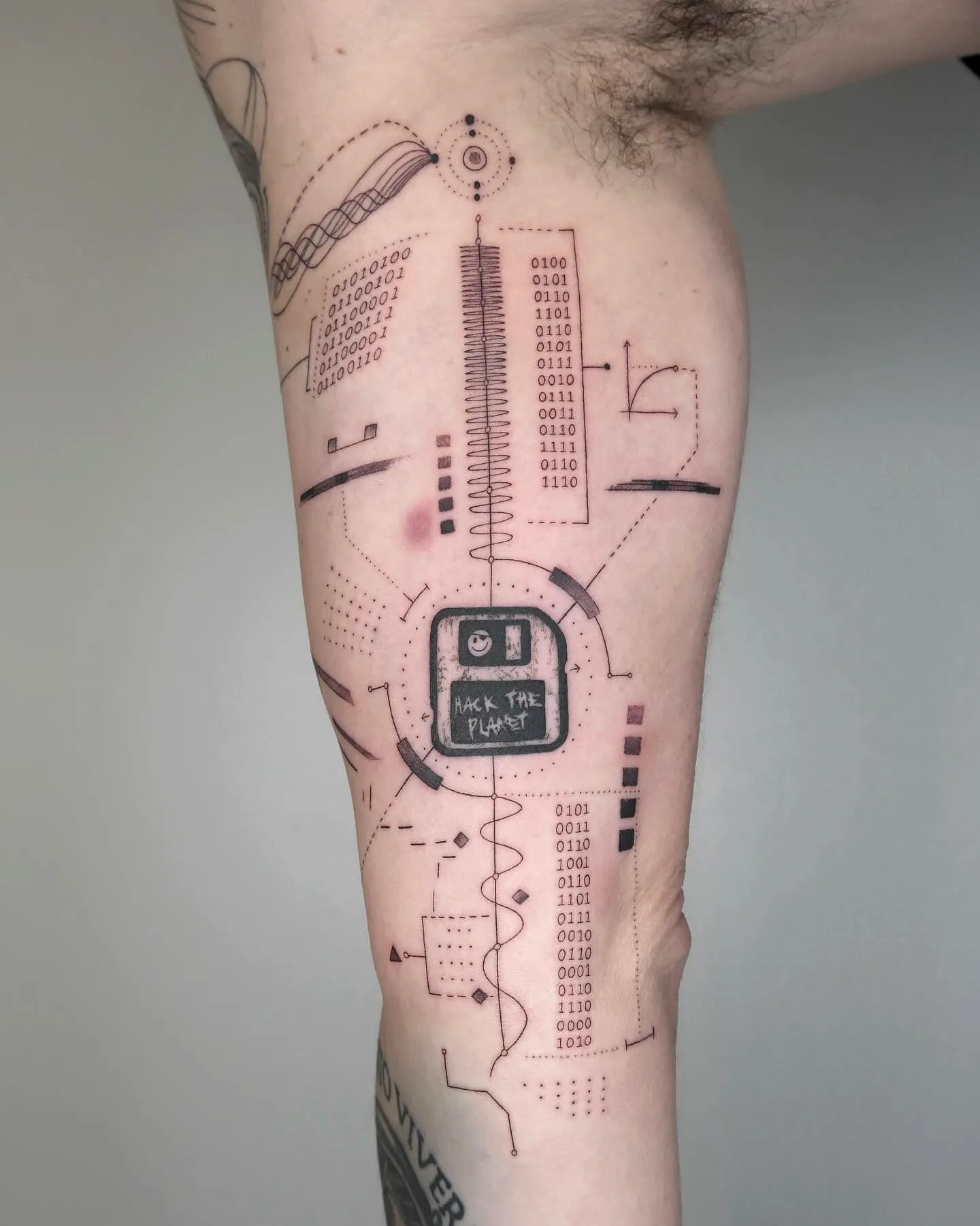 Vintage Computer Leg Tattoo
