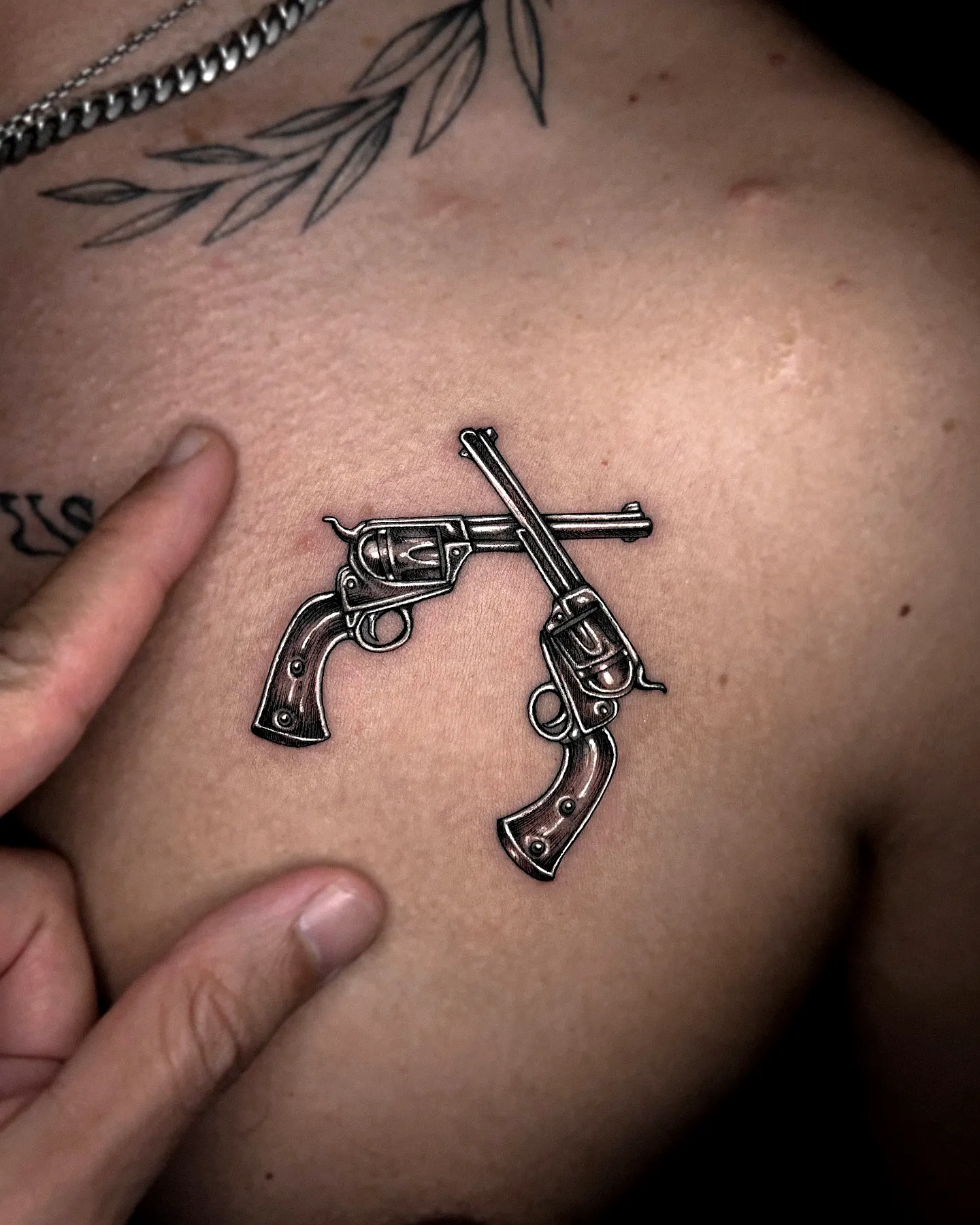 Vintage Revolvers Shoulder Tattoo