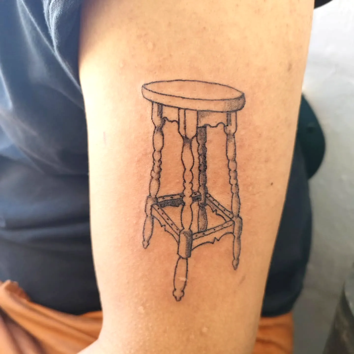 Vintage Wooden Stool Forearm Tattoo