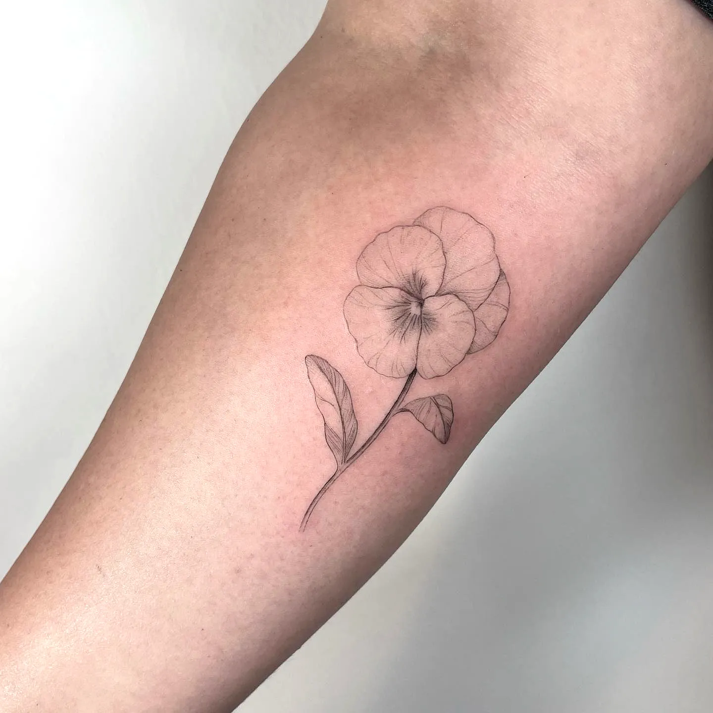 Violet Pansy Inner Forearm Tattoo