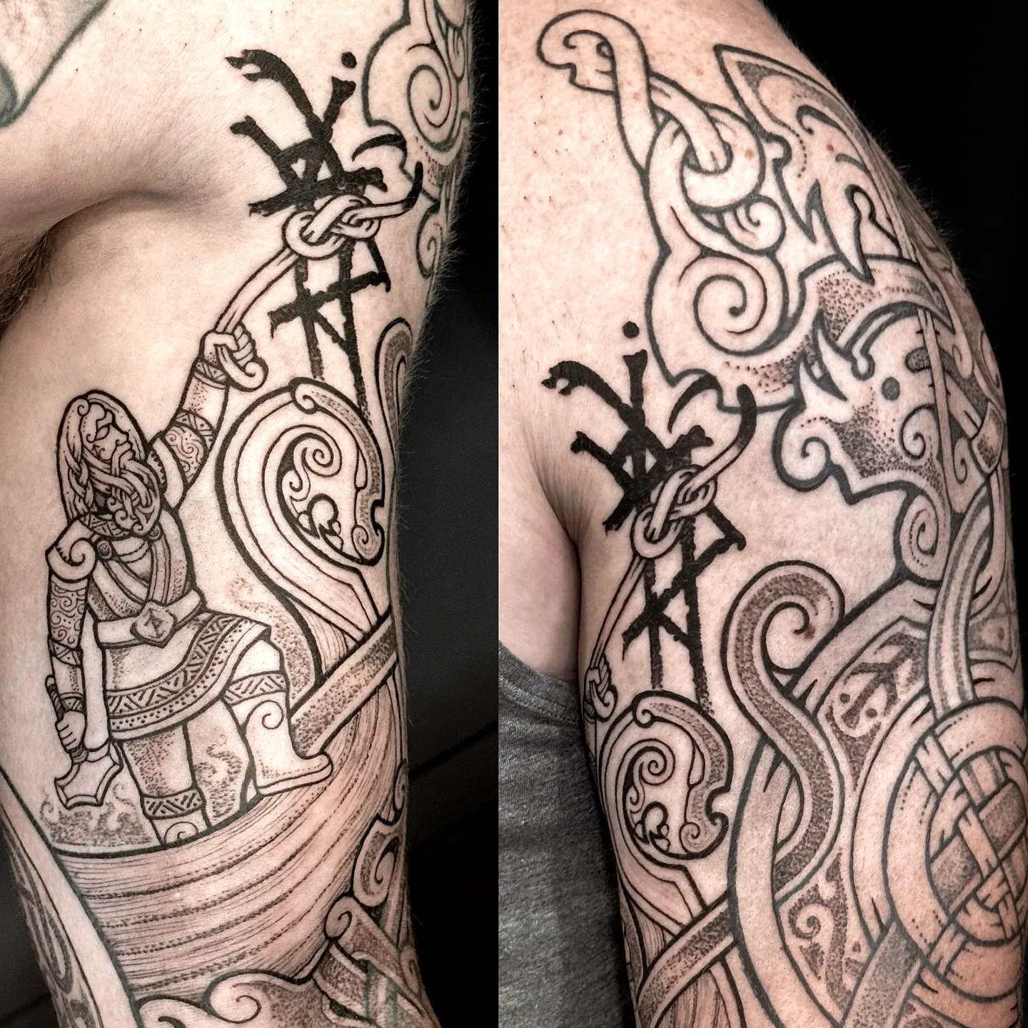 Warrior Boat Upper Arm Tattoo