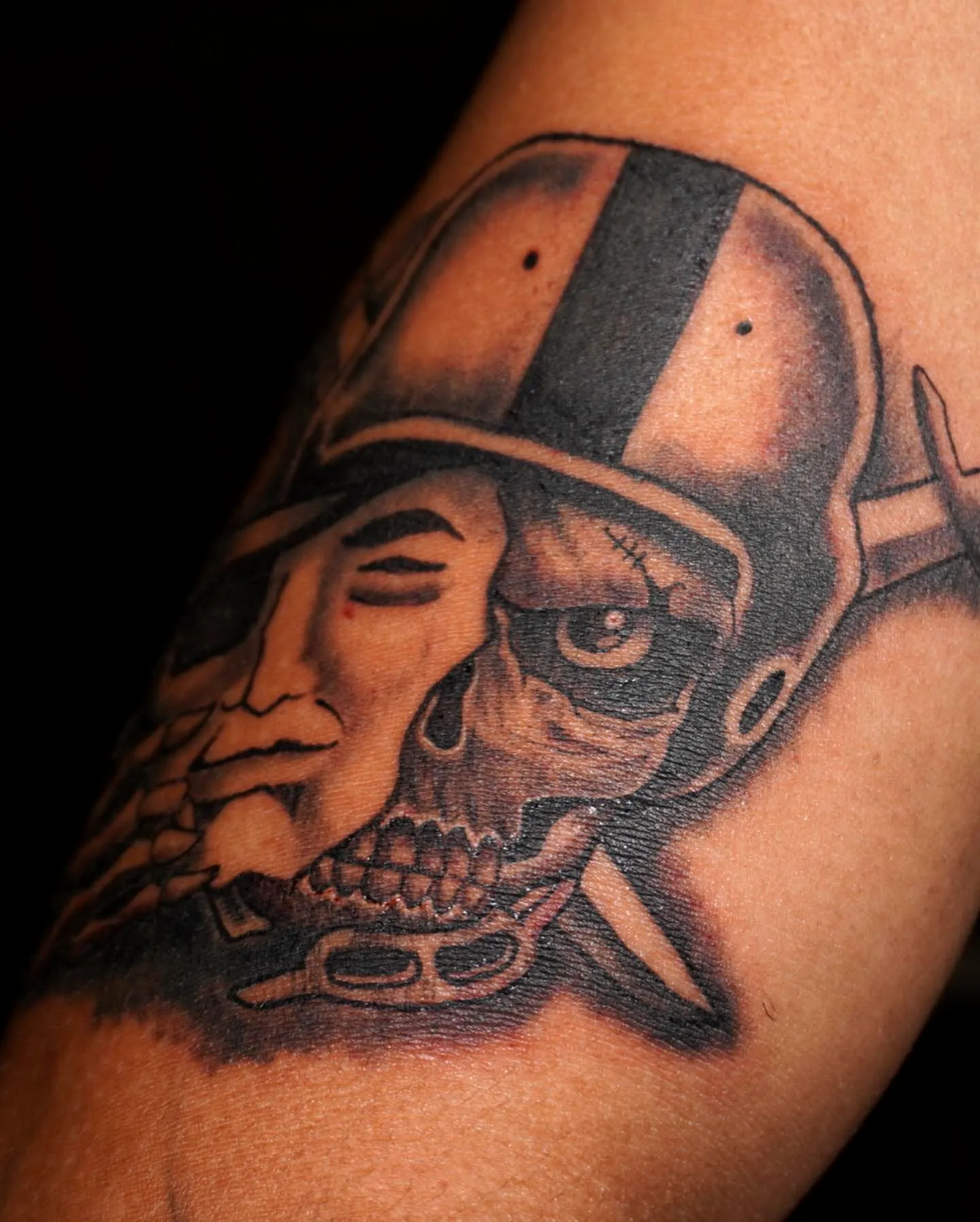 Warrior Skull Face Arm Tattoo