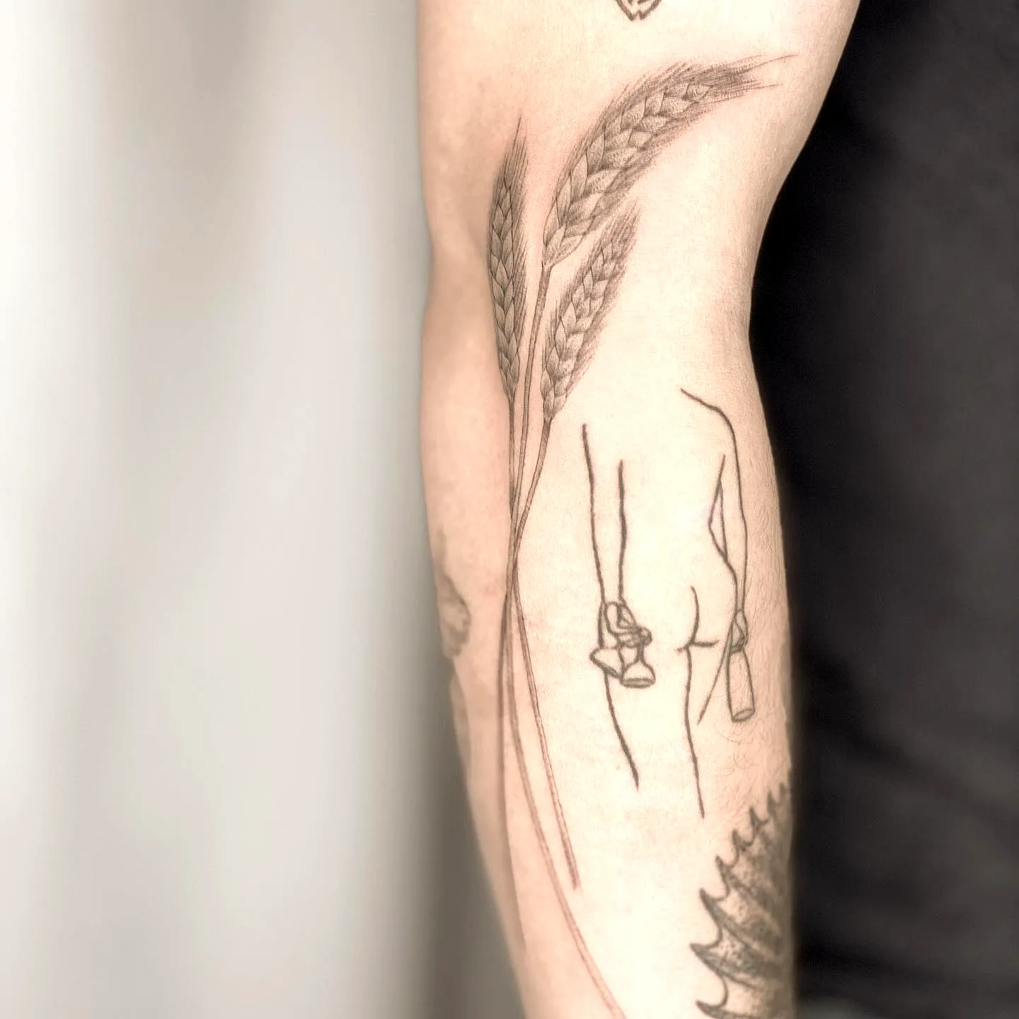 Wheat Forearm Minimalist Tattoo