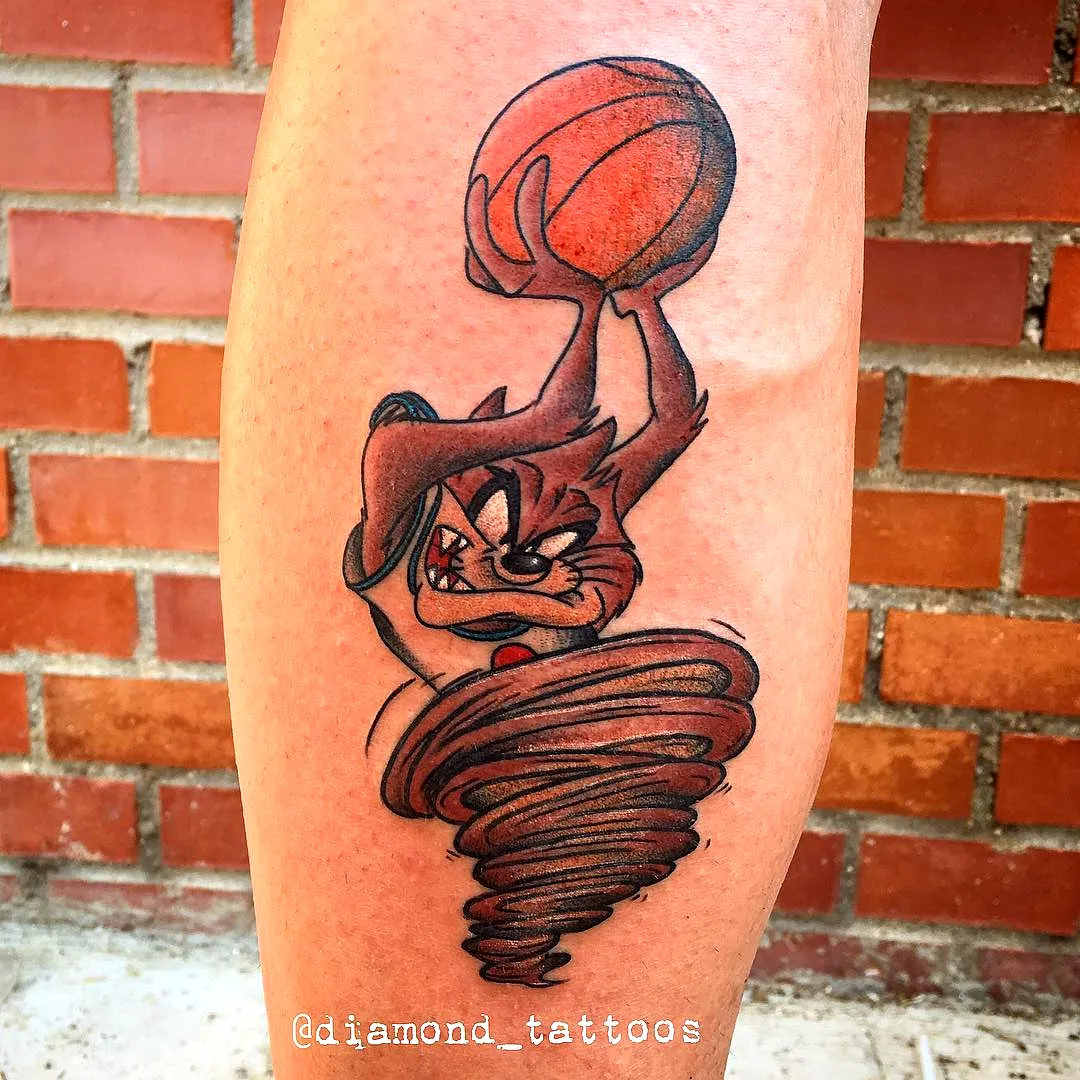 Whirlwind Basketball Leg Tattoo
