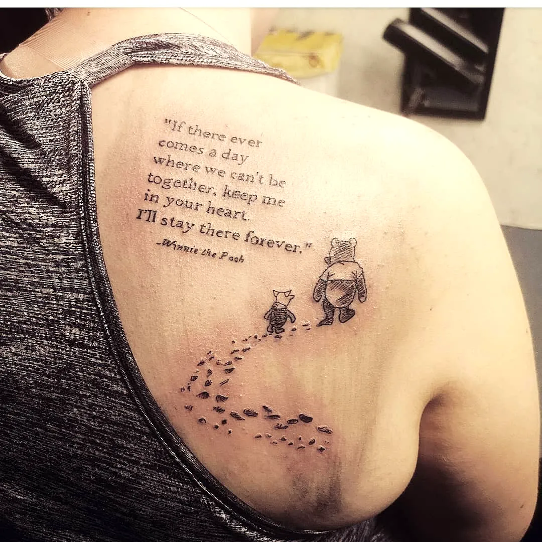 Winnie-the-Pooh Upper Back Tattoo